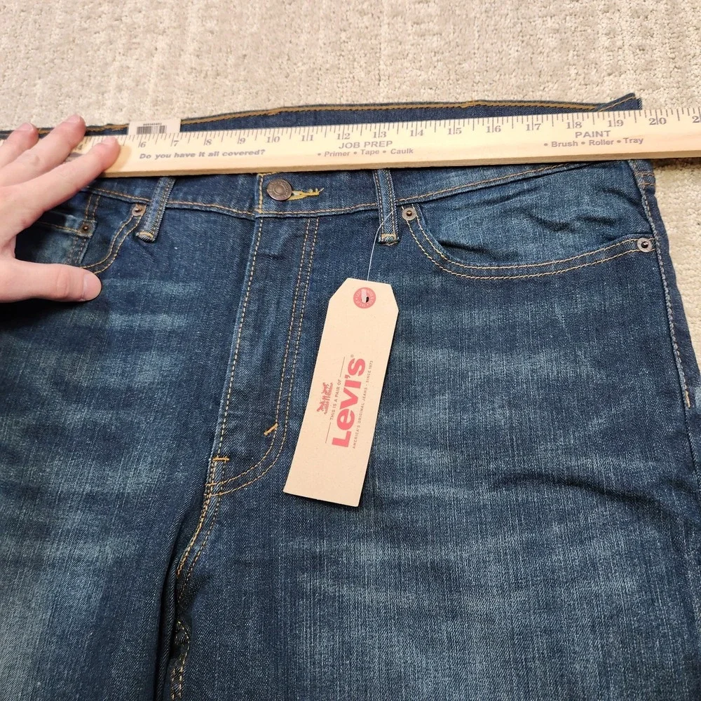 Levis 514 Jeans Men 38x30 Straight Leg Regular‎ Fit Whiskers Marble Blue Stretch